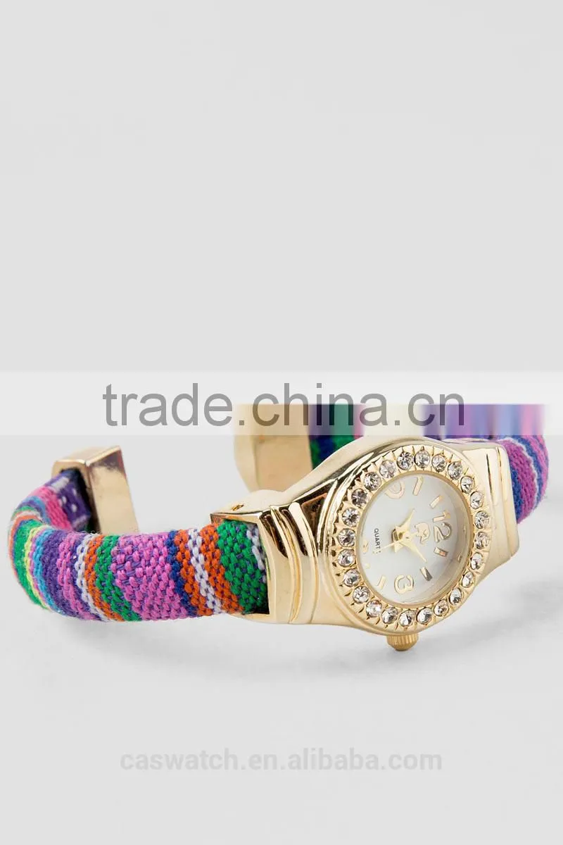 Vogue fabric cuff bangle watch womens bracelet watches