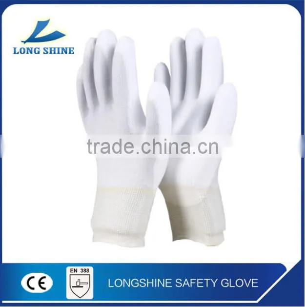 High Quality White ESD Palm PU Coated Safety Gloves/Working Glove