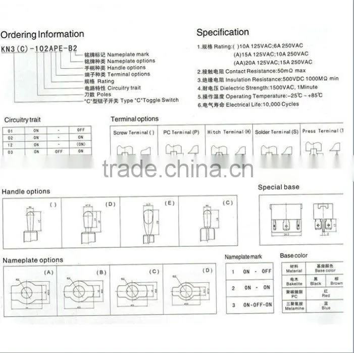 ASW-07D Blue LED ON OFF AUTO Toggle Switch