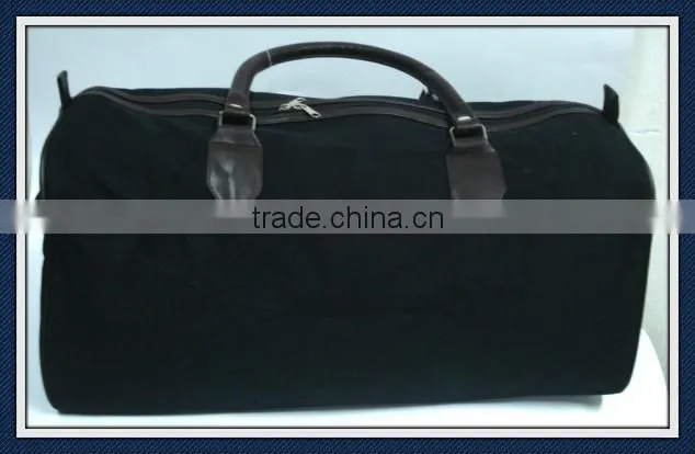 Canvas weekend bag duffel bag with pu leather trim