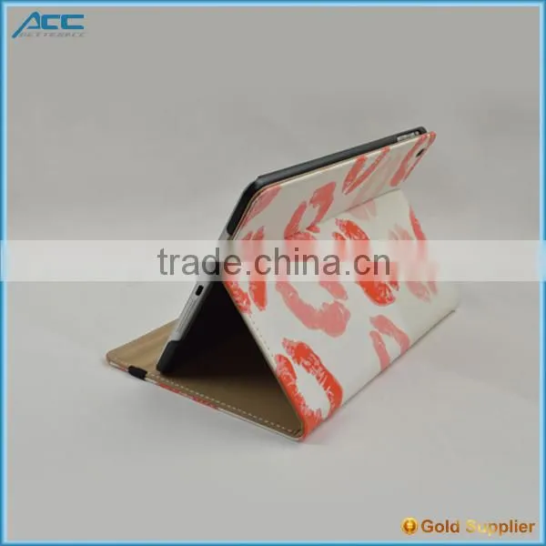 For iPad 6, customized PU flip tablet case with printing color for iPad 6