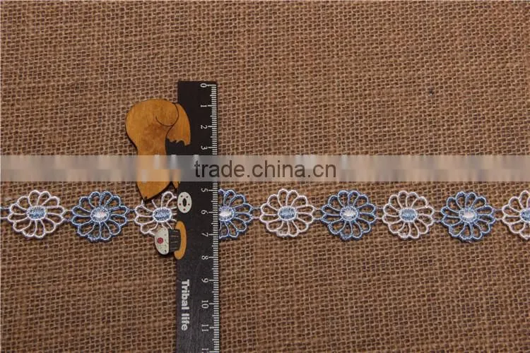 two-tone flower pattern chemical hollow lace trim for accessory and garment