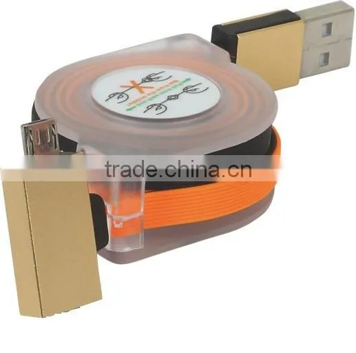 USB Charger Retractable USB Cable Reel Micro USB 2.0