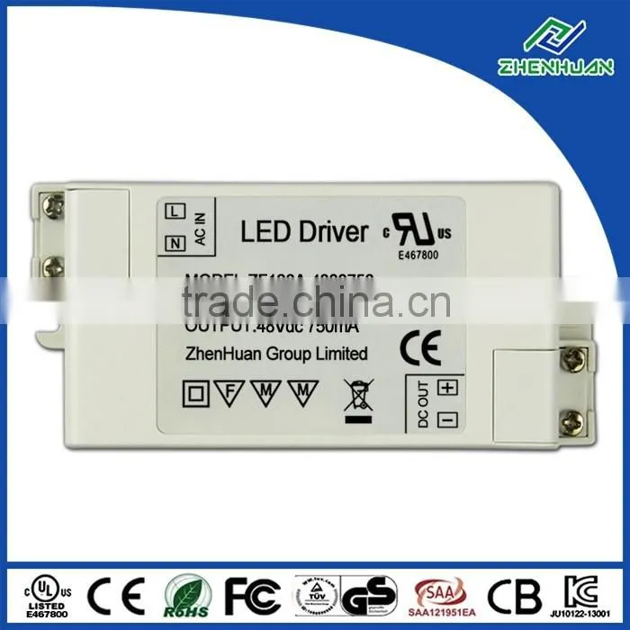 DC led driver 48V 0.75A led power supply 750mA 36W input 100-240VAC