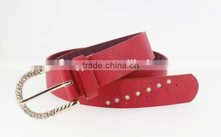 Women's fashion rhinestone studded belt with shiny gold rhinestone buckles in yiwu