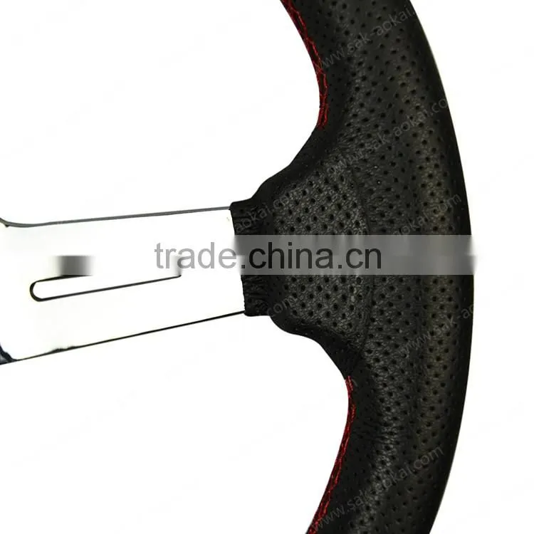 14 inch spoke chrome leather steering wheel