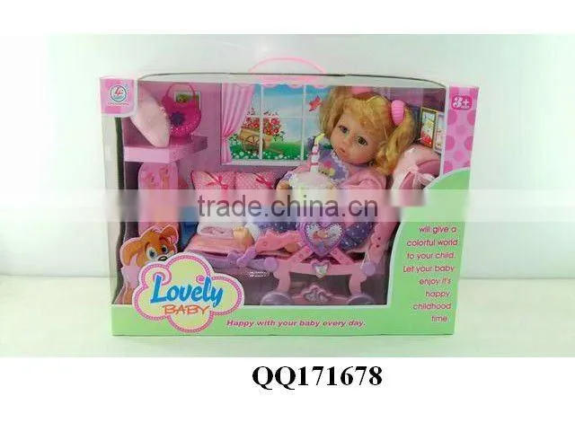14" funny baby doll set with IC-papa,mama,cry,laugh