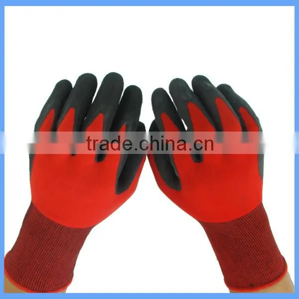 13 Gauge Bamboo Fiber Woven Crinkle Latex Rubber Work Gloves For Self Defense Safety