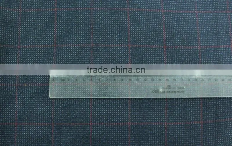 worsted wool Fabric in stock with red checks design