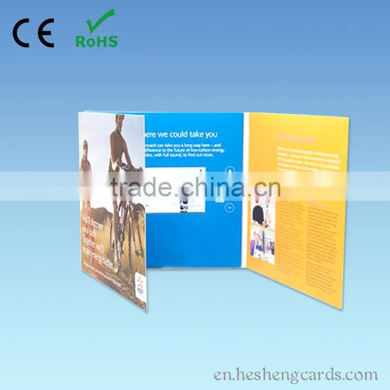 Top quality 7" customized invitation lcd video greeting card for business ptomotion,custom musical greeting card