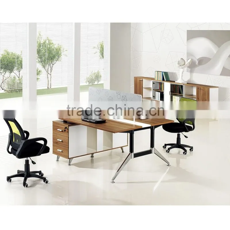 Melamine 2 seat office desk with used metal frame