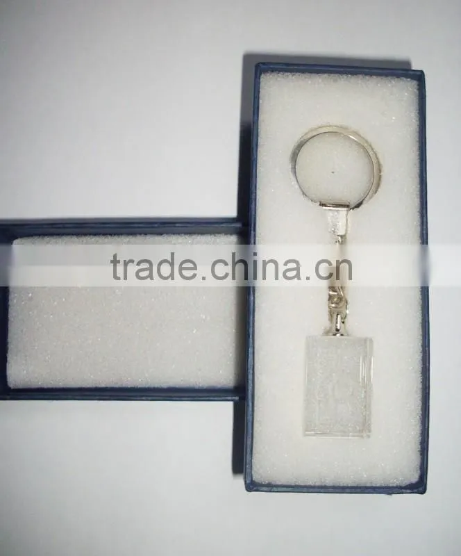 Wholesale DIY 3d laser engraved crystal led keychain/key rings/keyholder for company promotional gifts