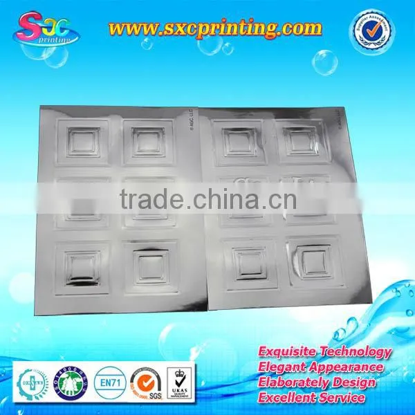 Custom silver Aluminum foil embossed sticker , embossed stickers