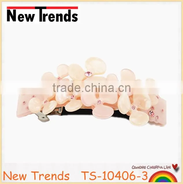 Top quality colorful resin flower hair ornaments, flower hair clip with rhinestone