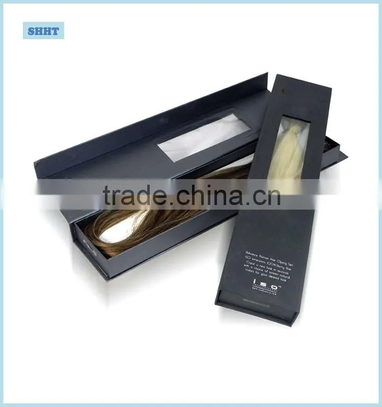 Luxury hair extension box with insert card and clear window