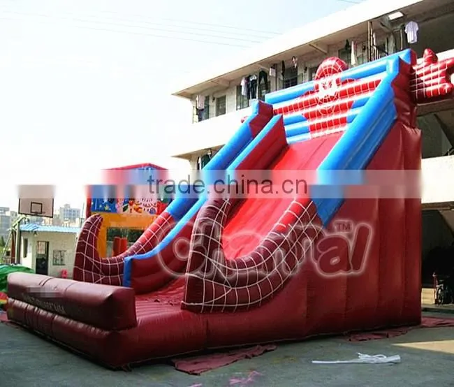 Hot selling inflatable dry slide for children, giant infatable spiderman slide