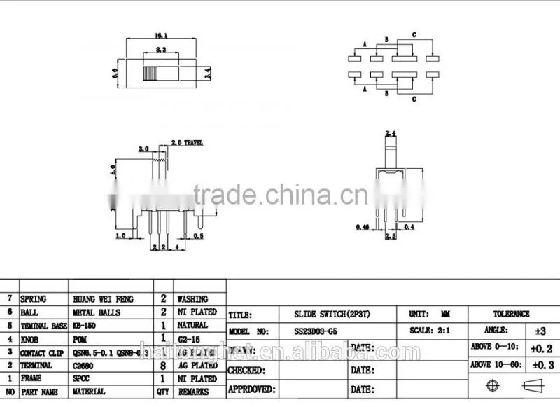 electrical waterproof miniature slide switches power slide switch