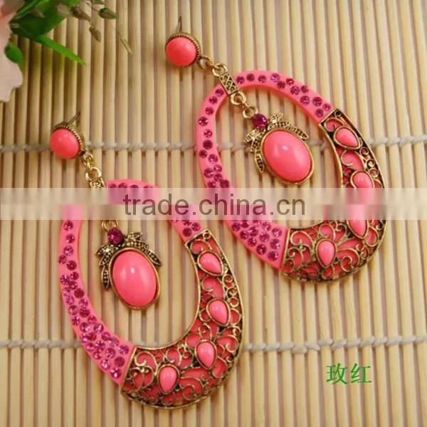 vogue ellipse round shaped hollow gold new design earring