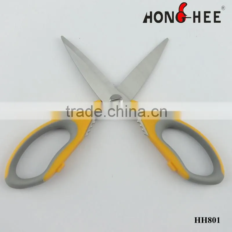 Stainless steel double injection handle kitchen scissors