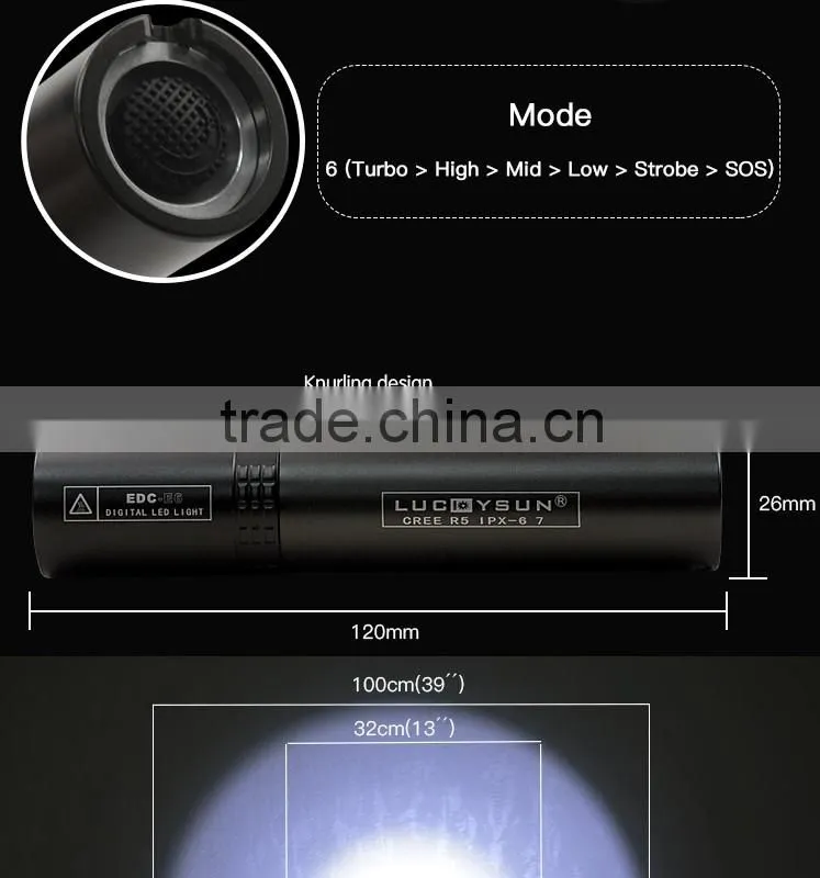 Exclusive Design Portable torch lights CREE5 493LM Waterproof LED Flashlight with 6 Modes