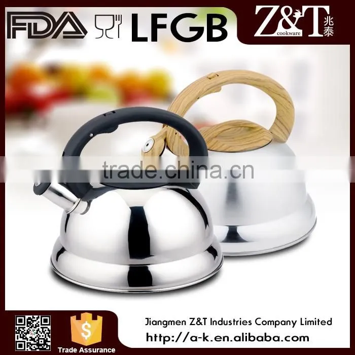 stainless steel mirror spout brew kettle with black plastic handle