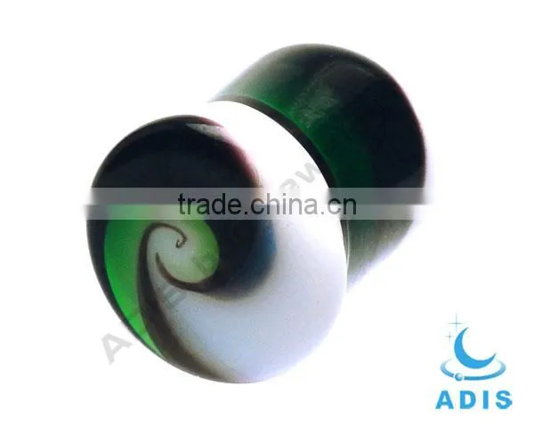 Spiral glass ear plug stretching pyrex glass earring expander