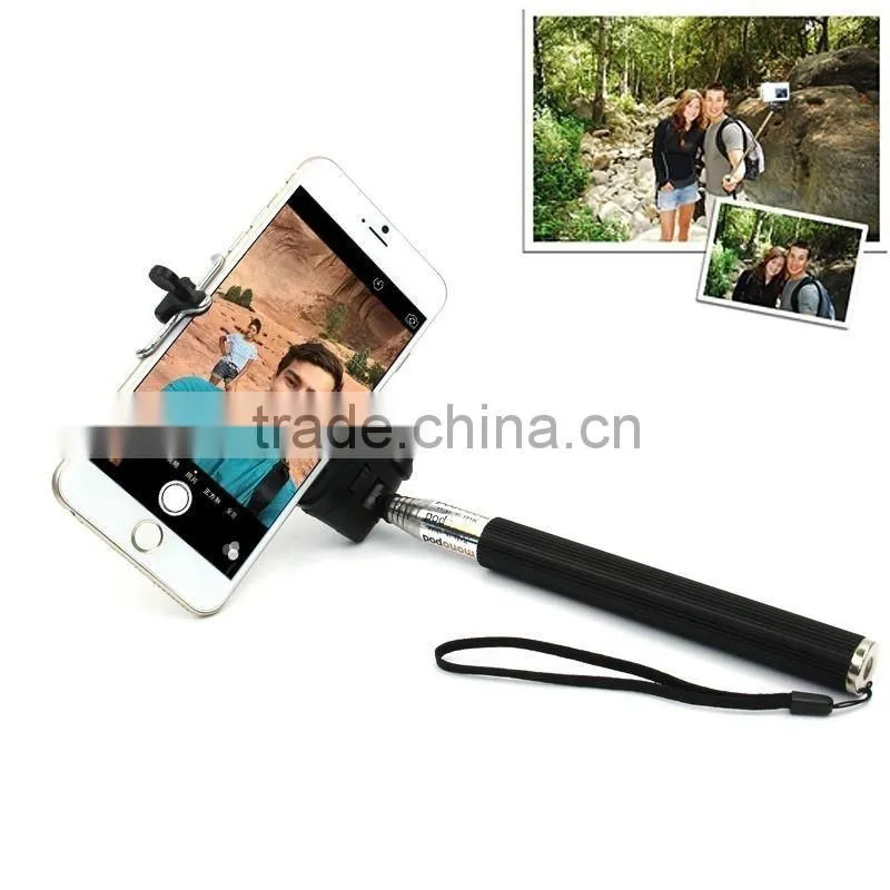 Selfie Extendable Wired Remote Shutter Handheld Selfie Stick Monopod For Phone