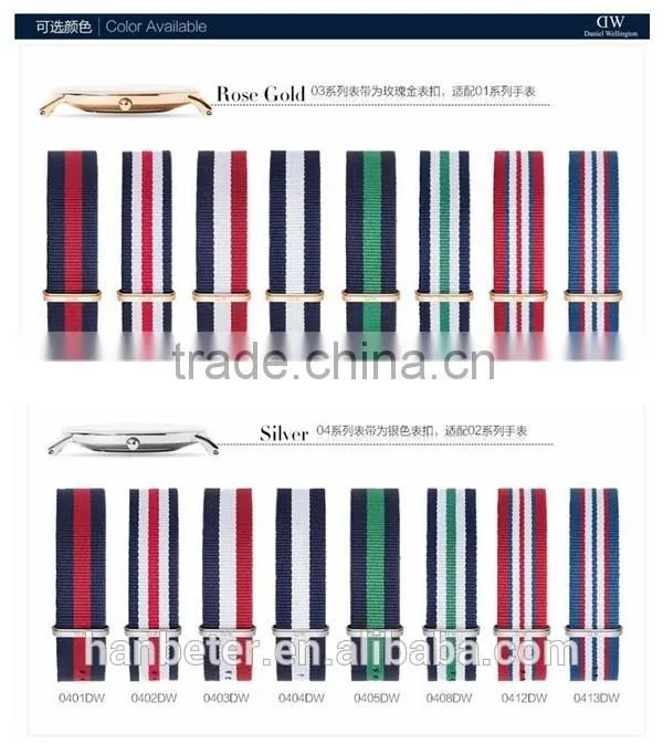 Colorful stripe rose gold buckle changeable 28mm watch strap for vogue men watches
