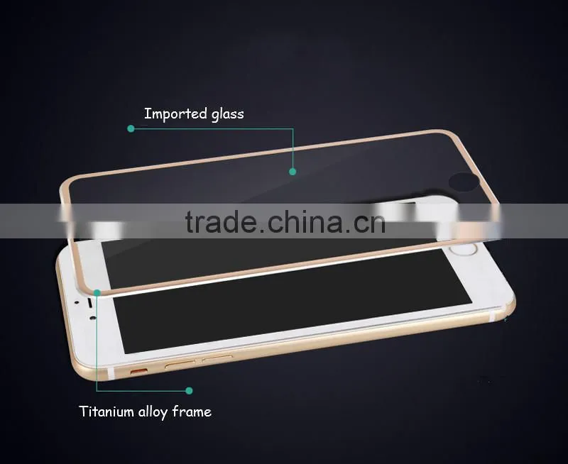 Popular titanium alloy small frame tempered glass screen protector for Iphone