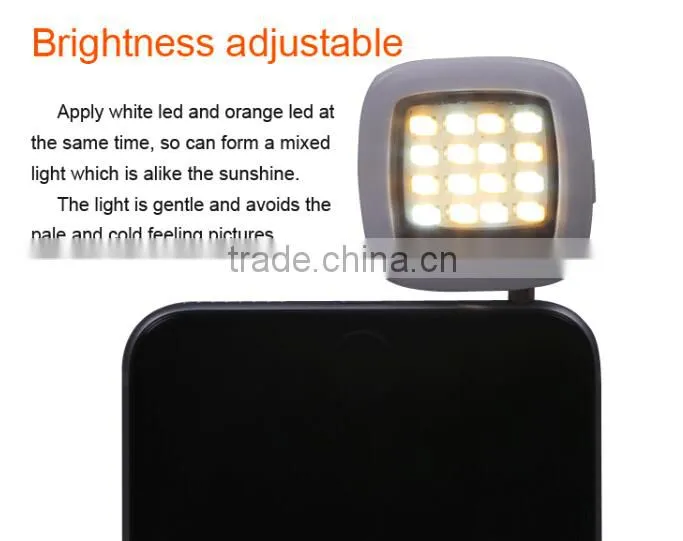 External 16 LED Fill In Light Portable Mobile Selfie Flashing Light For Smartphone Camera
