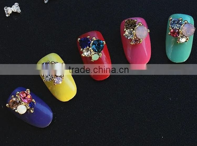 opaque stone pearl bow design fantasy nail jewelry