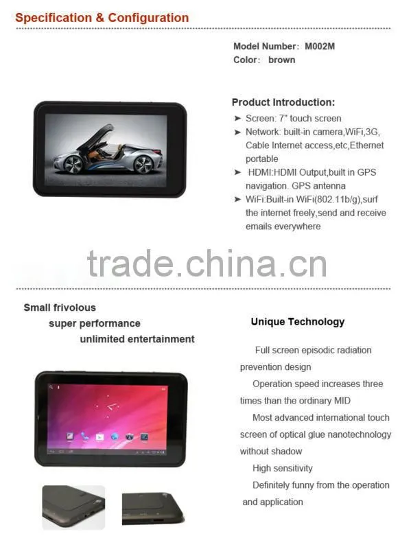 Best quality gps module tablet pc with Bluetooth,GPS,two cameras
