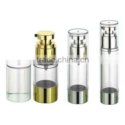 SGS certificated UV plating golden 15ml ,30ml and 50ml airless cosmetic bottle