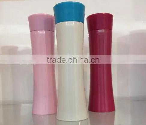 2014 Popular lady flask stainless steel lovely slender elegant vacuum bottle slim unique design thermos girls favourtie