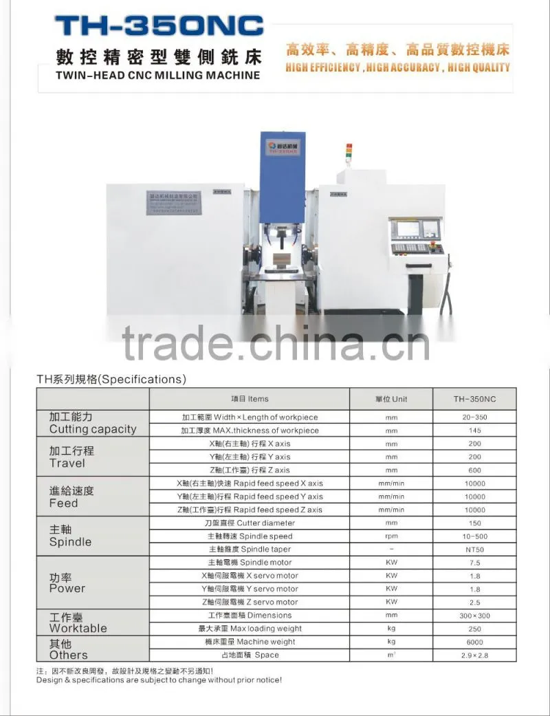 High speed and efficiency Horizontal two side CNC milling machine