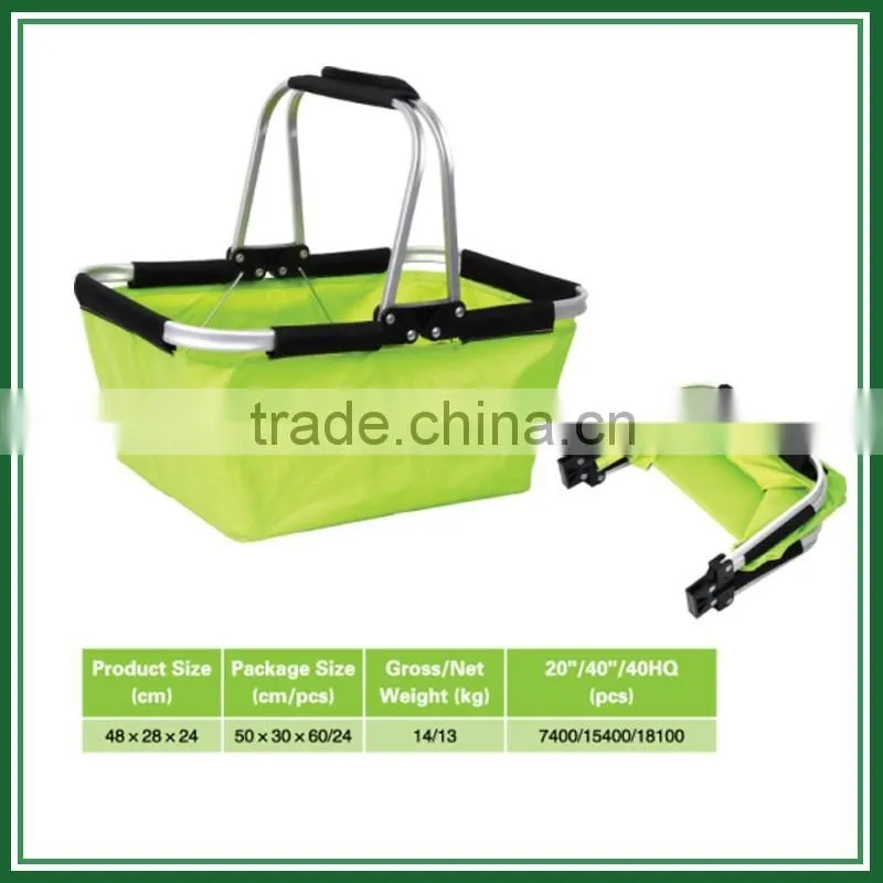 Folding cloth carry collapsible market tote shopping basket
