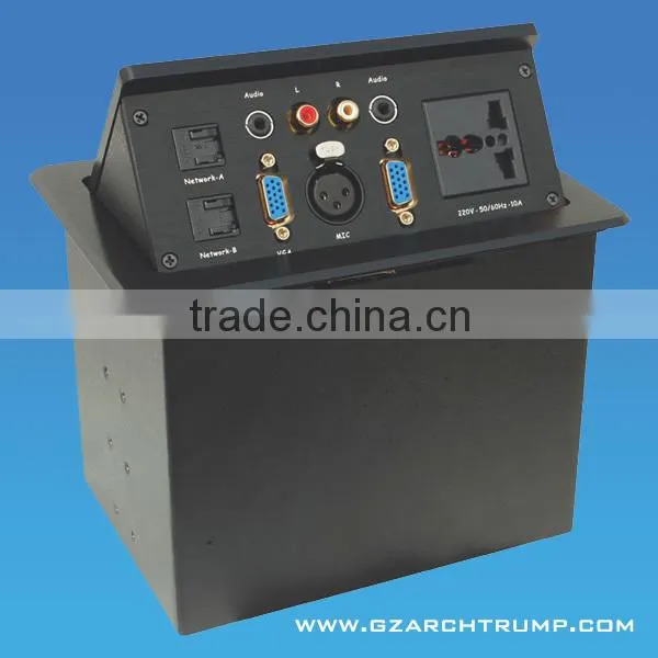 Hidden Pop Up Tabletop Outlet Box for Conference System