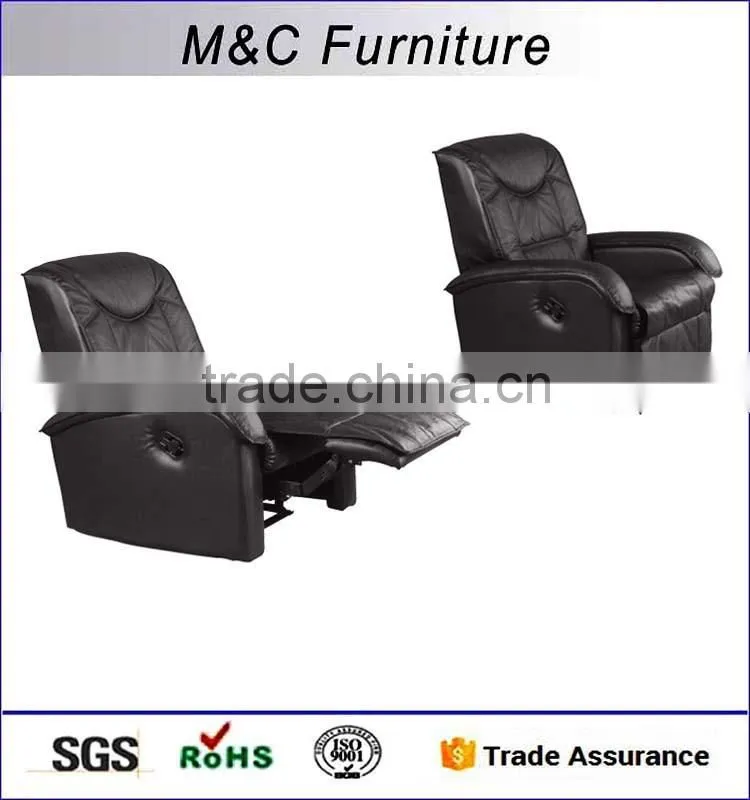 Cheap small relax black recliner leather sofa