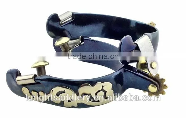 New Design Gun Blue Decorative Western Style Horse Spurs