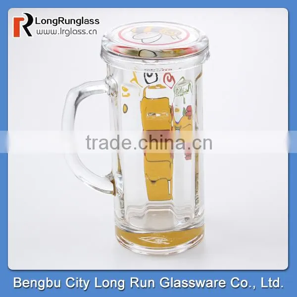 LongRun 13oz cartoom sprinting glass mug with lid