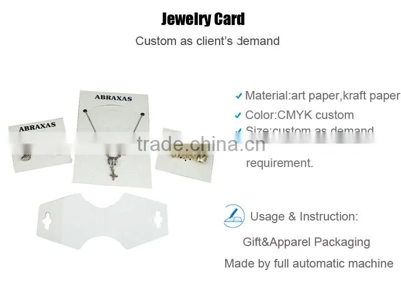 Custom Printed Folded Necklace Hanging Card Holder With Logo Print