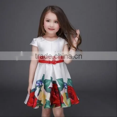 latest flower printed Princess dress baby girls party wear dress cheap selling hand made baby girl dress
