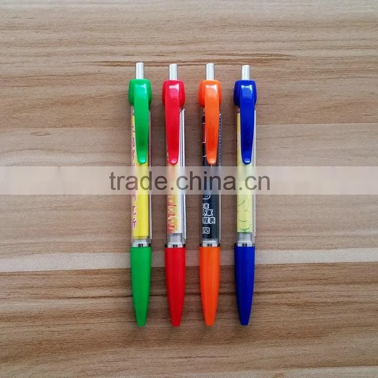 Advertising Logo Customized Plastic metal clip banner pen 14.8cm