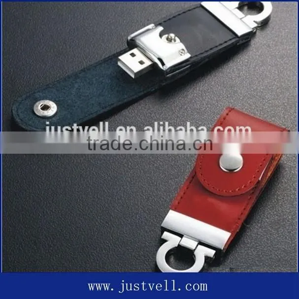 Hot sale new design luxury usb flash drive, Embossed logo leather usb 1GB to 64GB
