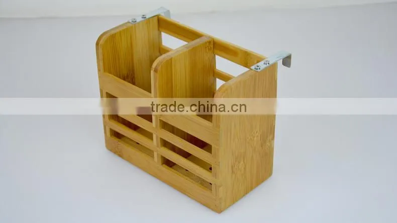 BH005 Bamboo Kitchen Utensil Caddy with metal hanger