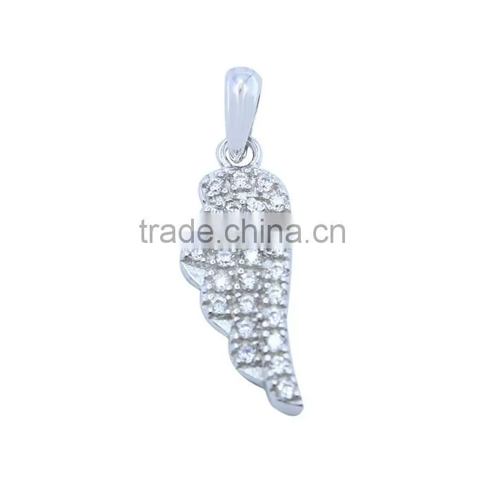 2015 wing jewelry for girl white Cz wholesale silver pendant alibaba china