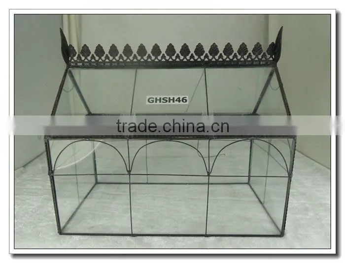 Hanging Sconce display case container:: Animial Turtle basking tank penthouse :: Brass geometric glass terrarium reptile cages