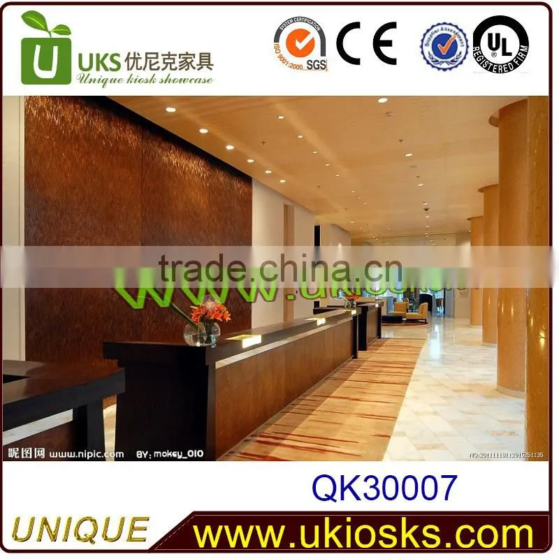 cheap wooden hotel/bar/salon reception counter design,shop counter design for sale