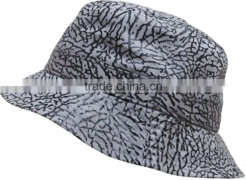 2015 New Custom Printed Bucket Hat Hunting Fishing Outdoor Cap 100% Cotton Printed Elephant Fabric Bucket Hat Pattern Free