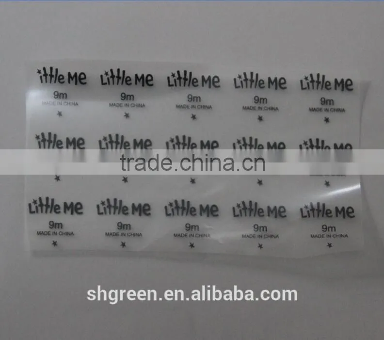 Transparent film size heat transfer label tags for T-shirt